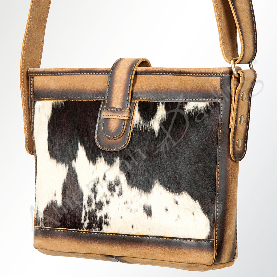 American Darling Western Hair-On Cowhide Cross body Bag with Genuine Leather Trim - Uhorse