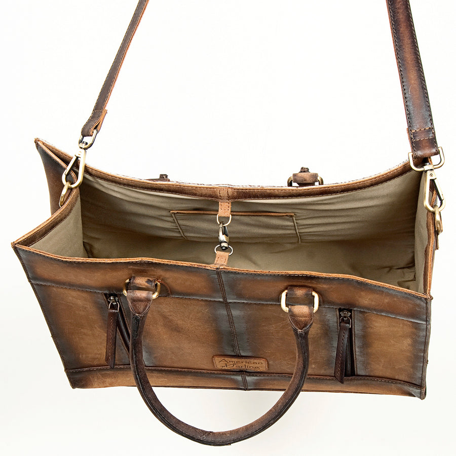 American Darling Hair-On Cowhide Tote Bag, Handcrafted Western Full Grain Leather Shoulder Bag, Large Work Travel Purse, 14in (H) X 16in (W) X 6in (D)