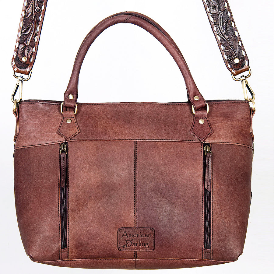 American Darling Tote Hand Tooled Hair on Genuine Leather Western Women Bag Handbag Purse | Travel Bags College Casual