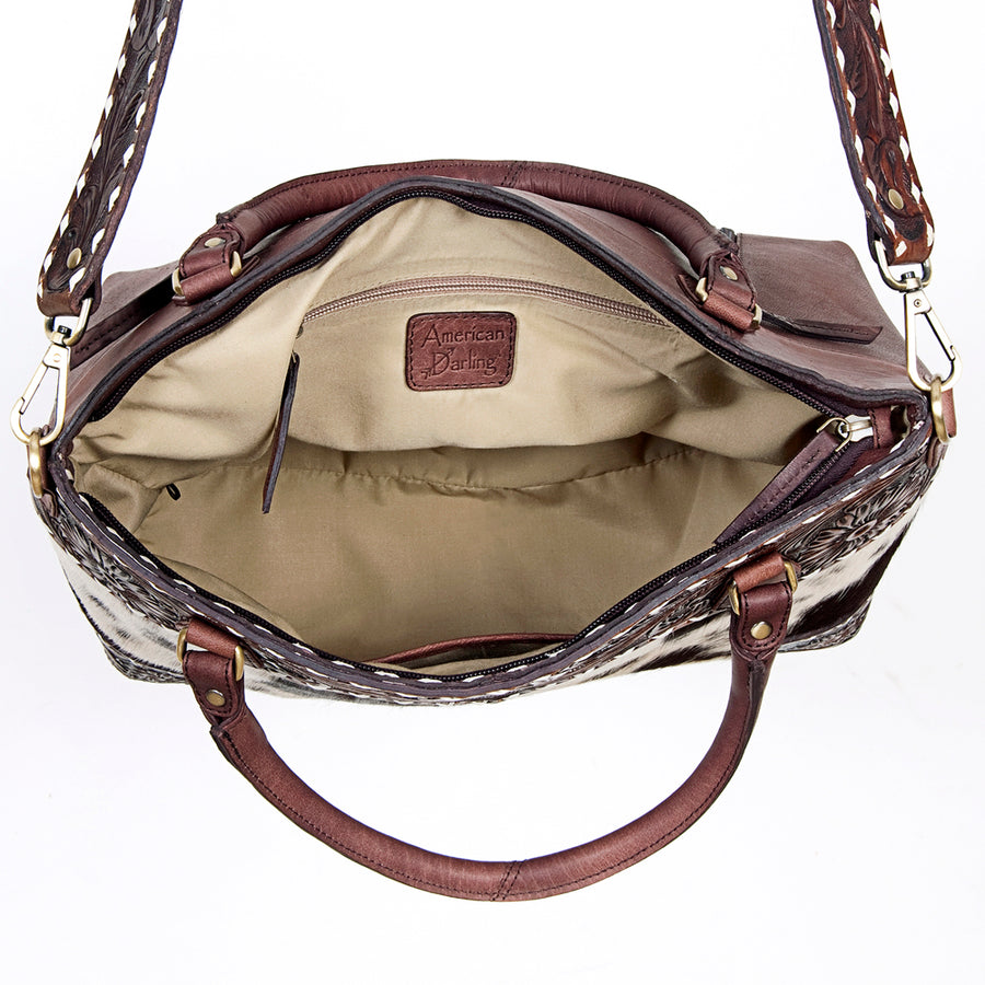 American Darling Tote Hand Tooled Hair on Genuine Leather Western Women Bag Handbag Purse | Travel Bags College Casual