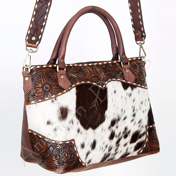 American Darling Tote Hand Tooled Hair on Genuine Leather Western Women Bag Handbag Purse | Travel Bags College - Uhorse