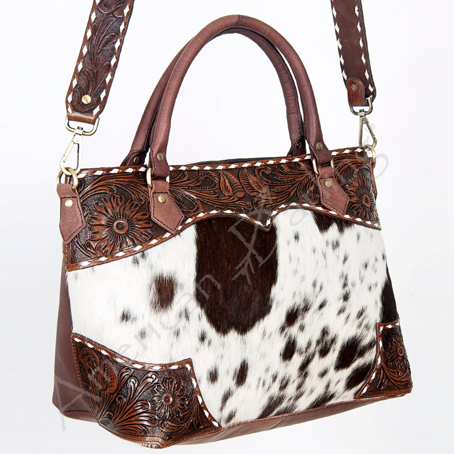 American Darling Tote Hand Tooled Hair on Genuine Leather Western Women Bag Handbag Purse | Travel Bags College - Uhorse