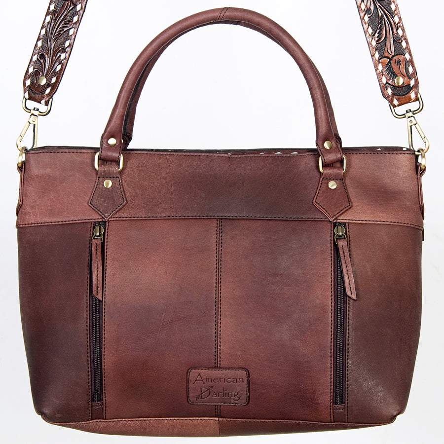 American Darling Tote Hand Tooled Hair on Genuine Leather Western Women Bag Handbag Purse | Travel Bags College Casual