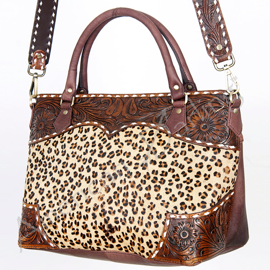 American Darling Tote Hand Tooled Hair on Genuine Leather Western Women Bag Handbag Purse | Travel Bags College - Uhorse
