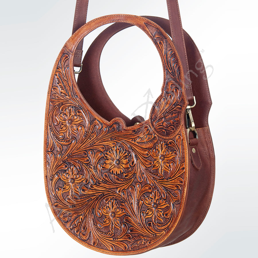 American Darling Hobo Hand Tooled Genuine Leather Women Bag W. Handbag by Hilason – Cowboy and equestrian accessories