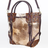 American Darling ADBGI147A Tote Hand Tooled Hair On Genuine Leather Women Bag Western Handbag Purse