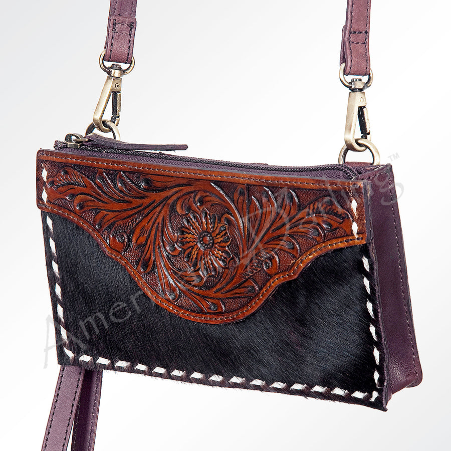 American Darling Cross Body Hand Tooled Hair On Genuine Leather Western Women Bag Handbag Purse | Crossbody for Cute - Uhorse