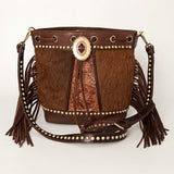 American Darling ADBGI149 Bucket Hand Tooled Hair-On Genuine Leather Women Bag Western Handbag Purse