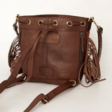 American Darling ADBGI149 Bucket Hand Tooled Hair-On Genuine Leather Women Bag Western Handbag Purse