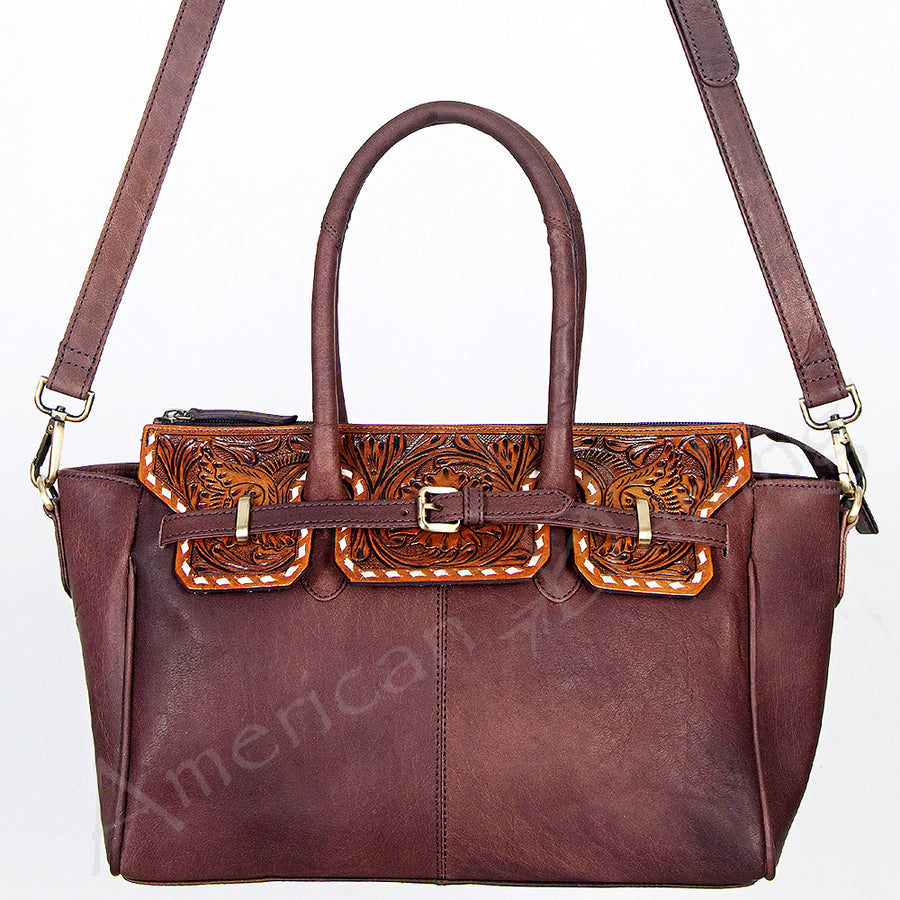 American Darling Tote Hand Tooled Hair on Genuine Leather Western Women Bag Handbag Purse | Travel Bags College Casual