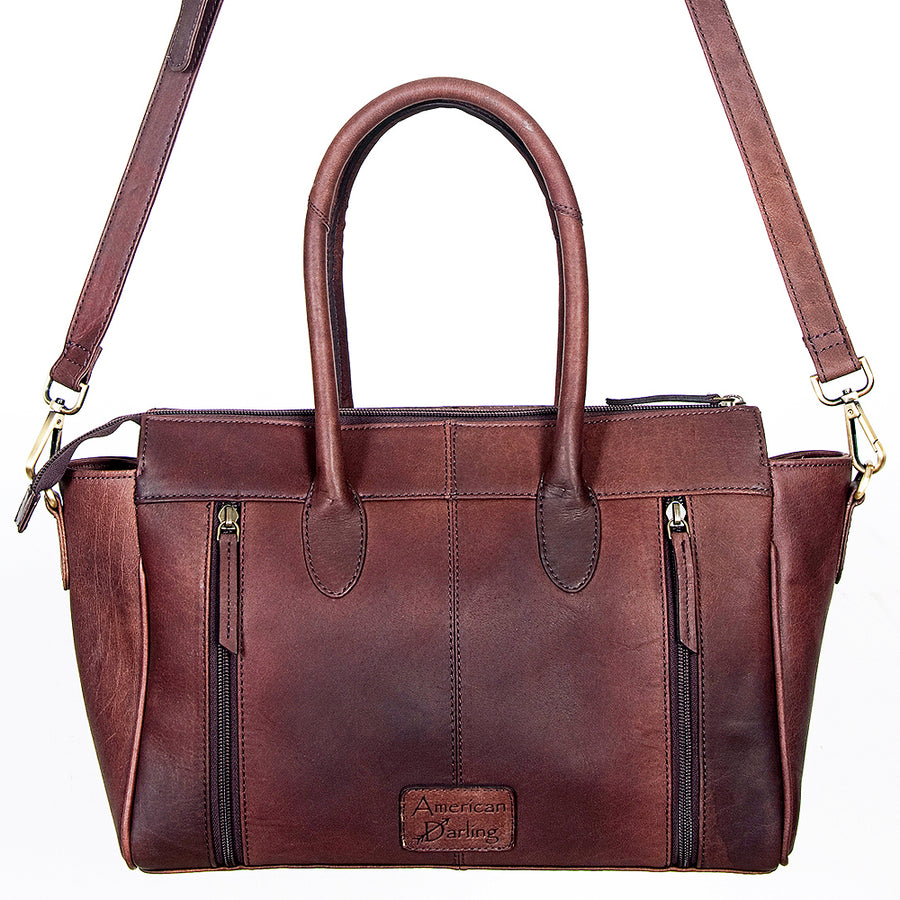 American Darling Tote Hand Tooled Hair on Genuine Leather Western Women Bag Handbag Purse | Travel Bags College Casual