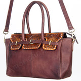 American Darling Tote Hand Tooled Hair On Genuine Leather Women Bag Western Handbag Purse