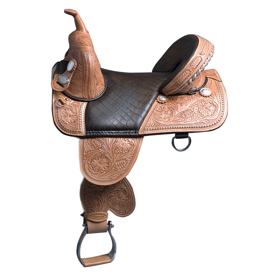 16 In Western Horse Saddle Treeless Trail Barrel Racing American Leather - Uhorse