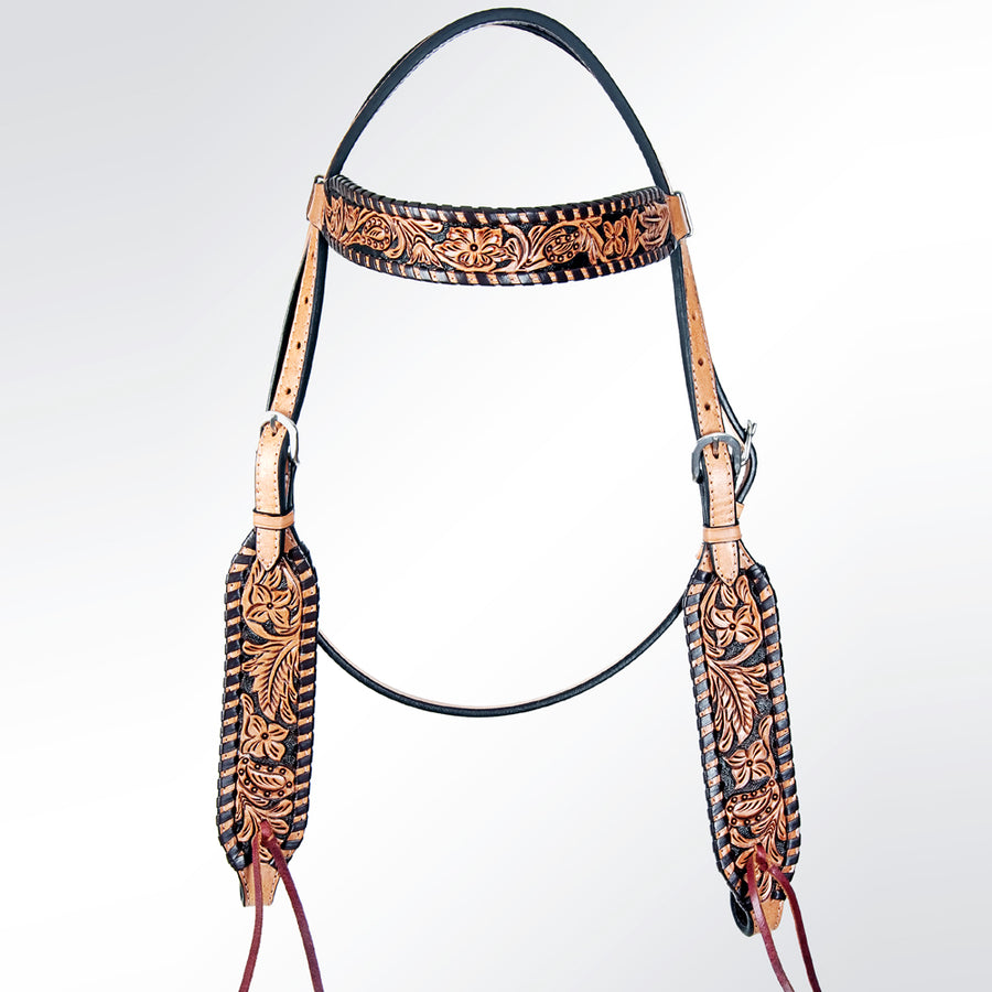 American Darling ADPAF120-HS W. H. Floral Headstall Genuine Leather by Hilason – Cowboy and equestrian accessories