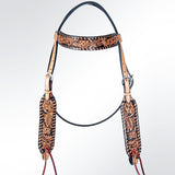 American Darling ADPAF120-HS Western Horse Floral Headstall Genuine Leather Tan