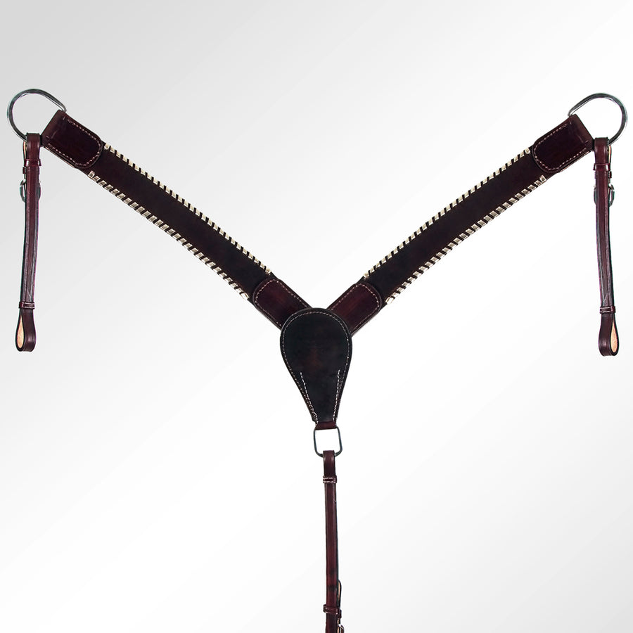 American Darling ADPAF122-BC Western Horse Floral Breast Collor Genuine Leather Tan