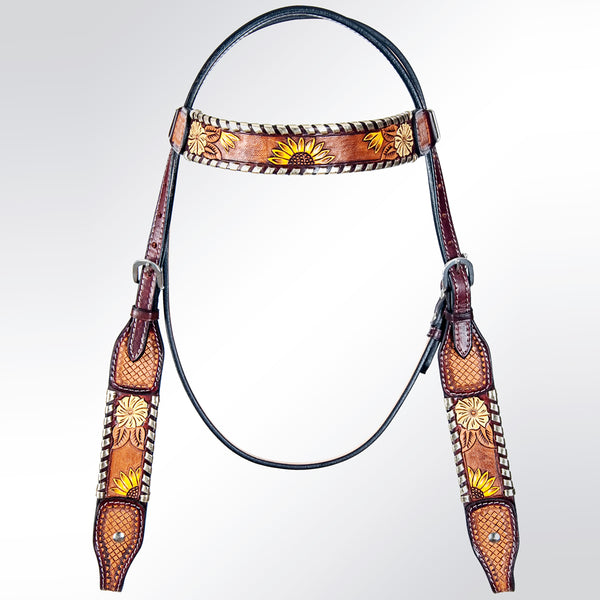 American Darling ADPAF122-HS W. H. Floral Headstall Genuine Leather by Hilason – Cowboy and equestrian accessories