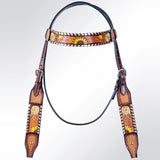 American Darling ADPAF122-HS Western Horse Floral Headstall  Genuine Leather Tan