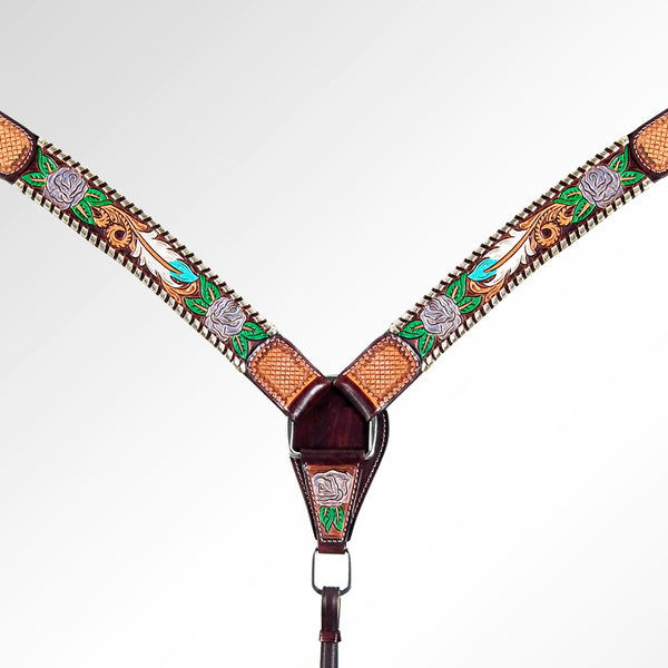 AMERICAN DARLING Western Horse Headstall Breast Collar Set Leather - Uhorse