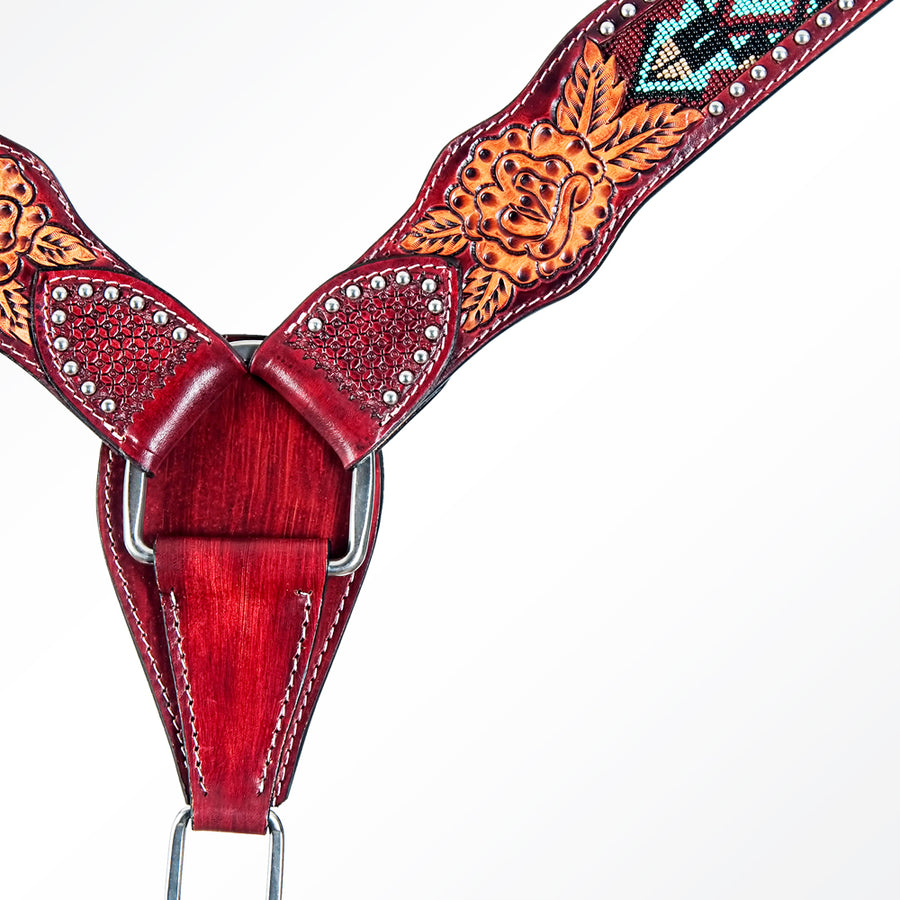 AMERICAN DARLING Western Horse Headstall Breast Collar Set Leather