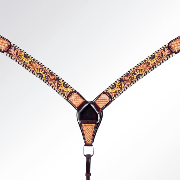 AMERICAN DARLING Western Horse Headstall Breast Collar Set Leather - Uhorse