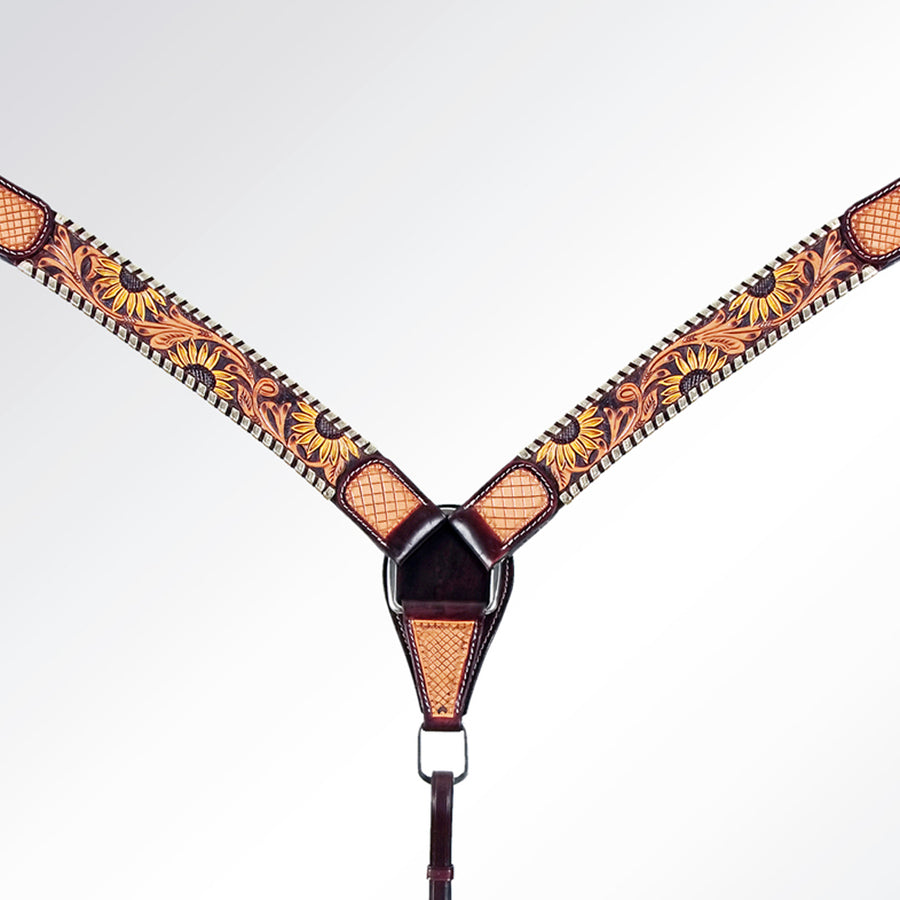AMERICAN DARLING Western Horse Headstall Breast Collar Set Leather - Uhorse