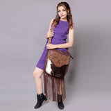 American Darling Cross Body Hand Tooled Hair On Genuine Leather Women Bag Western Handbag Purse