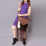 American Darling Cross Body Hand Tooled Hair on-Genuine Leather Western Women Bag Handbag Purse | Crossbody for Cute