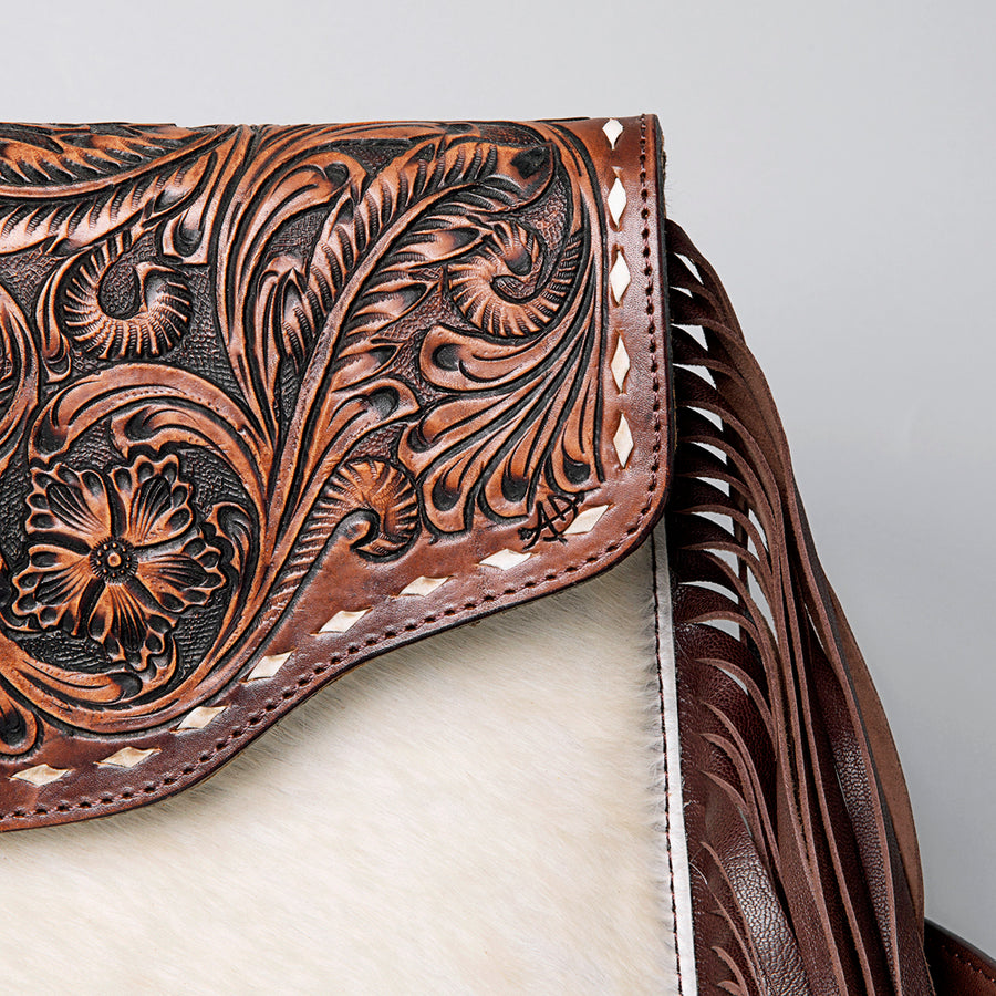 American Darling Envelope Hand Tooled Hair-On Genuine Leather Women Bag Western Handbag Purse | for Cute