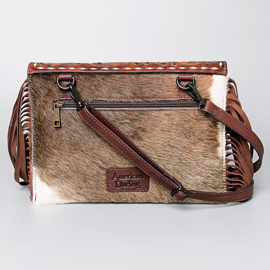 American Darling Envelope Hand Tooled Hair-On Genuine Leather Women Bag Western Handbag Purse | for Cute