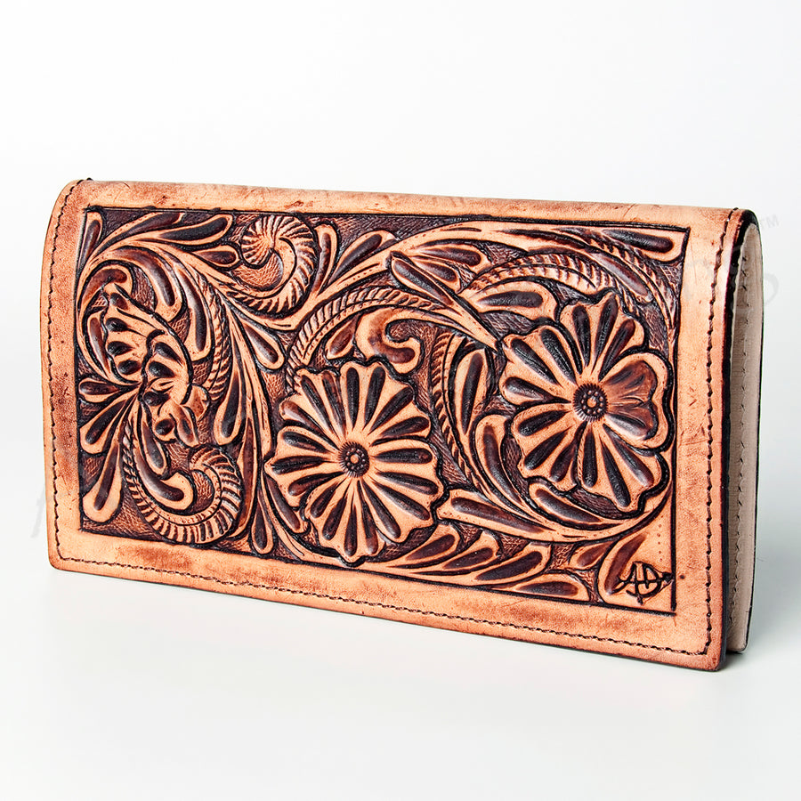 American Darling Wallet Hand Tooled Genuine Leather Western Women Bag | Handbag Purse Wristlet Travel Clutch - Uhorse