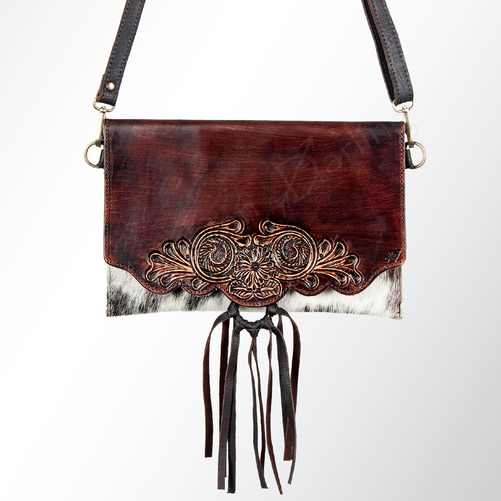 American Darling ADBGZ293 Wallet Hand Tooled Hair-On Genuine Leather Women Bag Western Handbag Purse