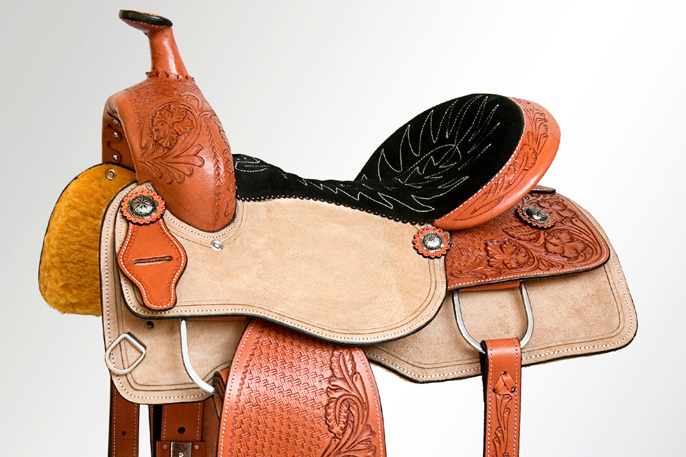 Comfytack Western Horse Ranch Roping Cowboy  Saddle American Leather Tack Set Tan