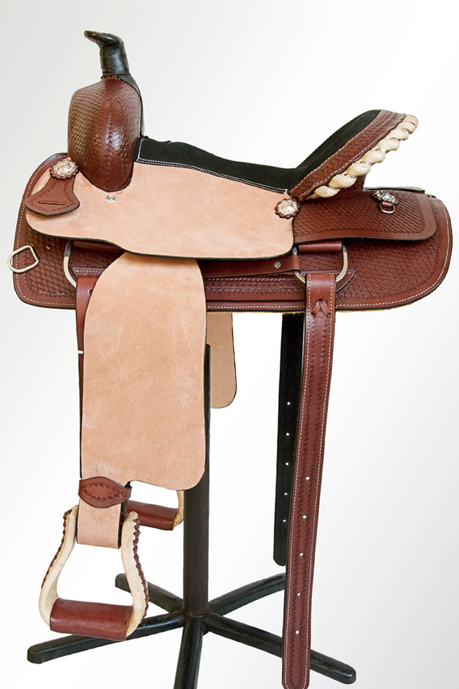 Comfytack Western Saddle Leather Trail Tack Hand Tooled Saddle Brown/Tan | Western Saddle | Saddle for Horses | Horse Tack Set