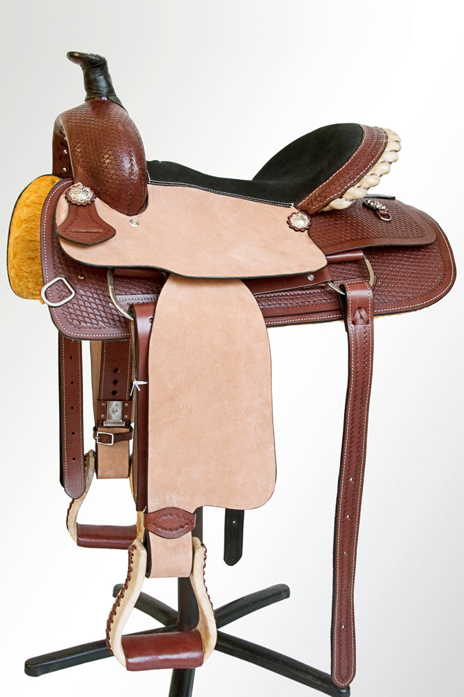 Comfytack Western Saddle Leather Trail Tack Hand Tooled Saddle Brown/Tan | Western Saddle | Saddle for Horses | Horse Tack Set