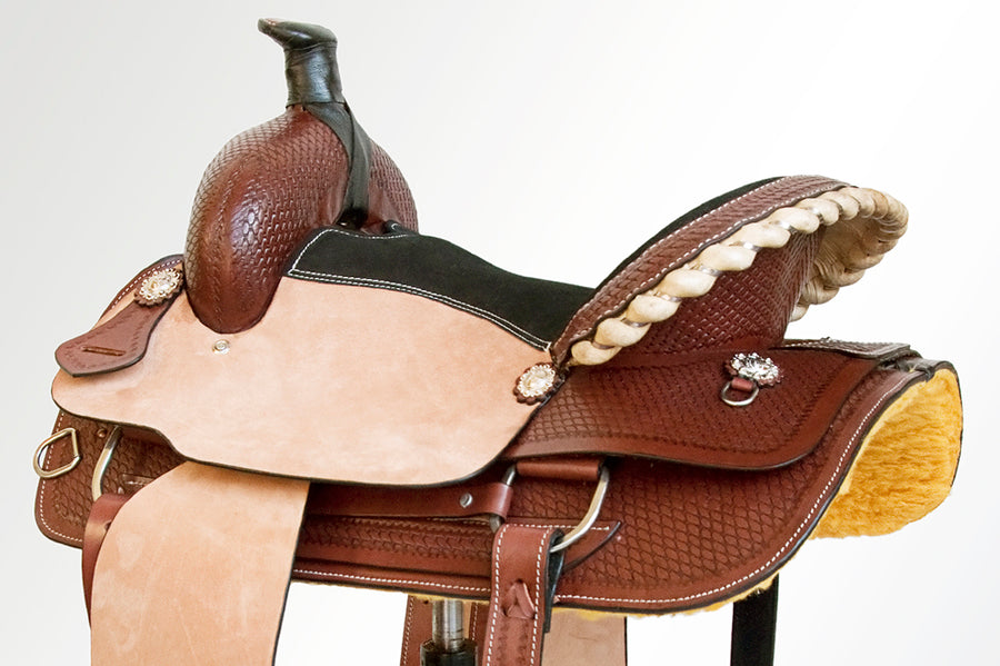 Comfytack Western Saddle Leather Trail Tack Hand Tooled Saddle Brown/Tan | Western Saddle | Saddle for Horses | Horse Tack Set