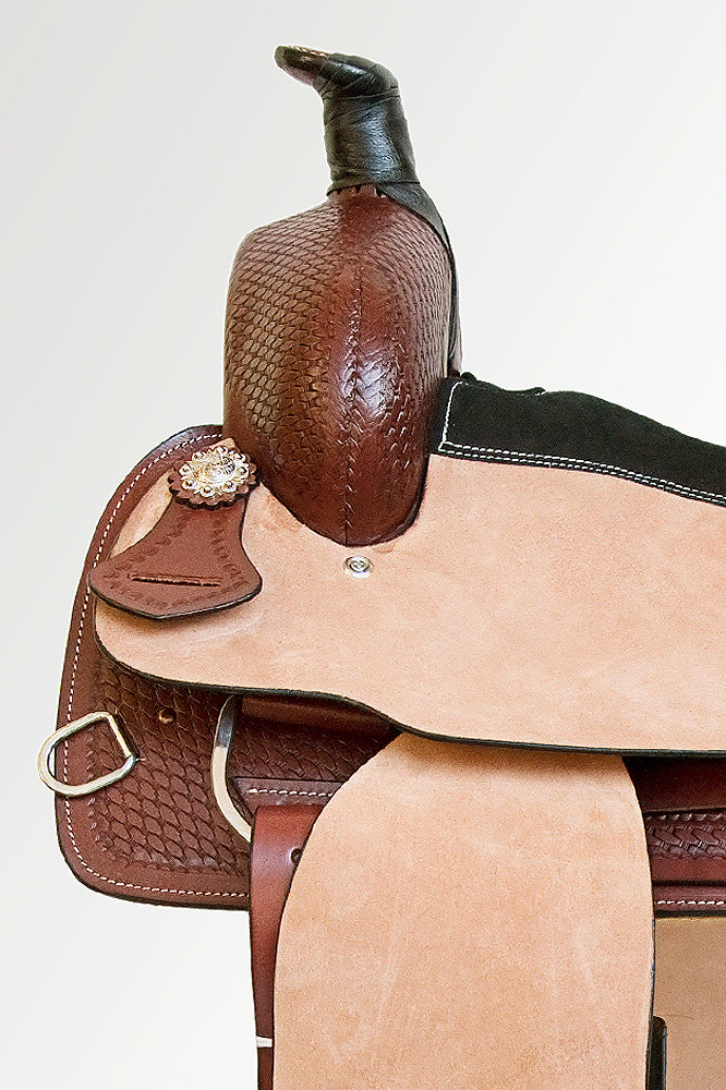 Comfytack Western Saddle Leather Trail Tack Hand Tooled Saddle Brown/Tan | Western Saddle | Saddle for Horses | Horse Tack Set