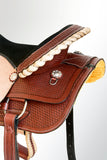 Comfytack Western Horse Ranch Roping Cowboy Saddle American Leather Tack Set Brown/Tan