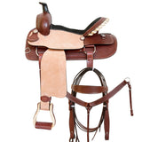 15 In W. H. Ranch Roping Cowboy Saddle Leather Tk. Set Brown/Tan – by Hilason – Cowboy and equestrian accessories