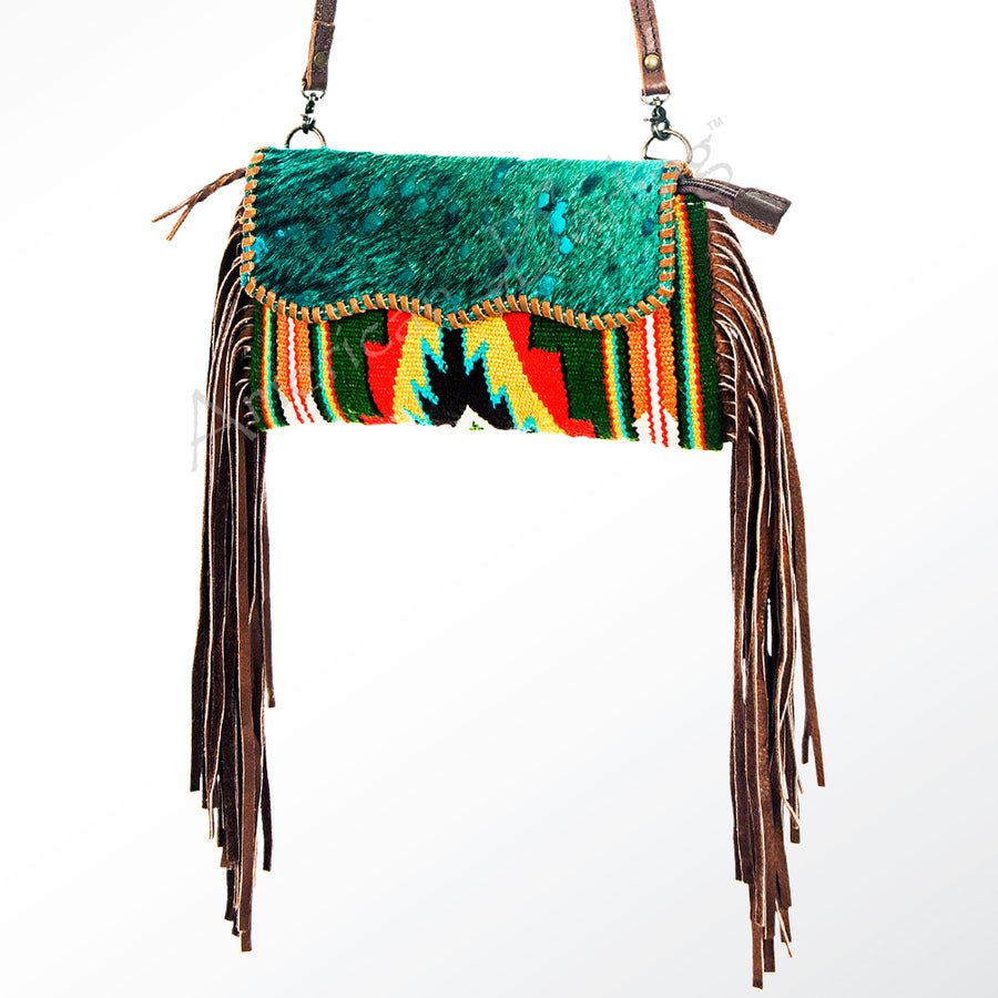 American Darling Hand Woven Saddle Blanket and Hair-On Cowhide Small Cross body Bag - Uhorse