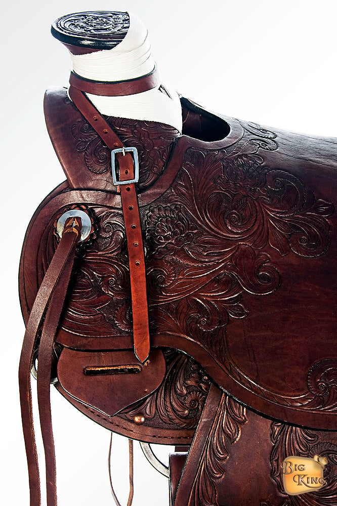HILASON Western Horse Saddle American Leather Wade Ranch Roping Mahogany | Hand Tooled & For Horses