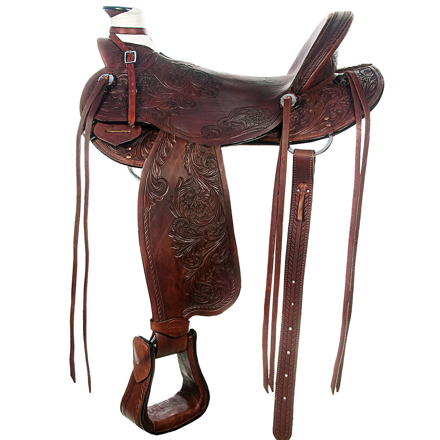 16 In Western Horse Saddle American Leather Wade Ranch Roping Mahogany Hilason - Uhorse