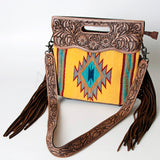 American Darling ADBG496A Clutch Hand Tooled Saddle Blanket Genuine Leather Women Bag Western Handbag Purse