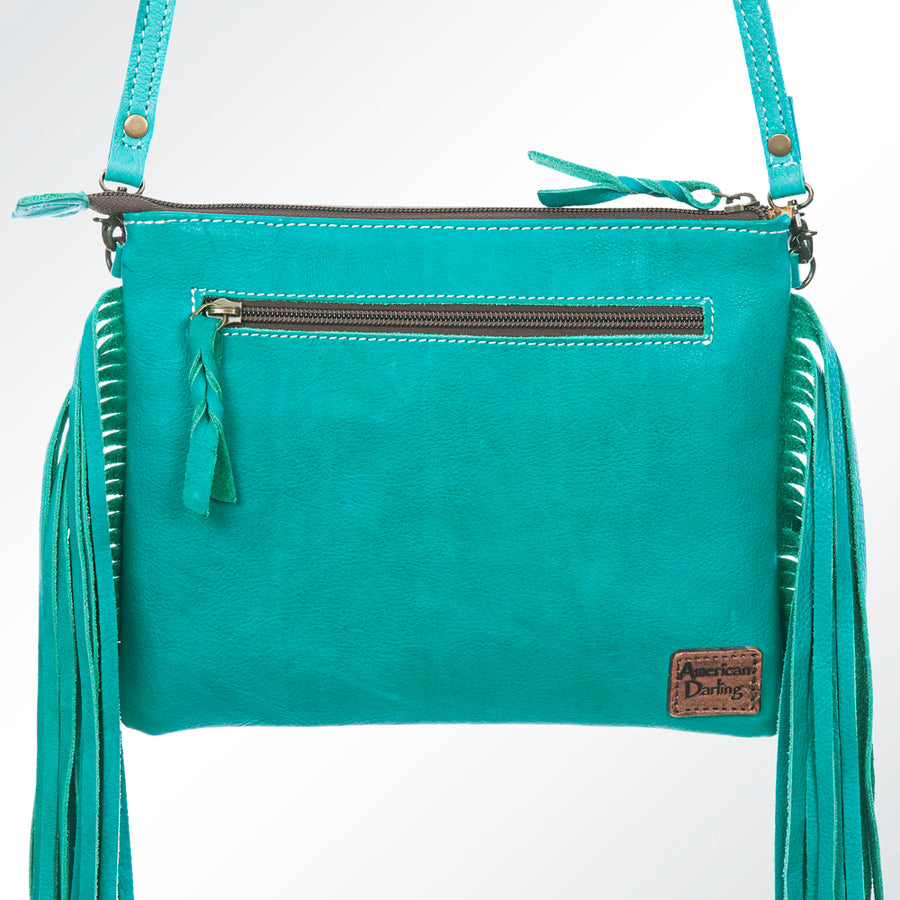 American Darling Western Small Crossbody Bag – Genuine Hair-On Cowhide Leather with Fringes, Adjustable Strap, Handcrafted in Texas