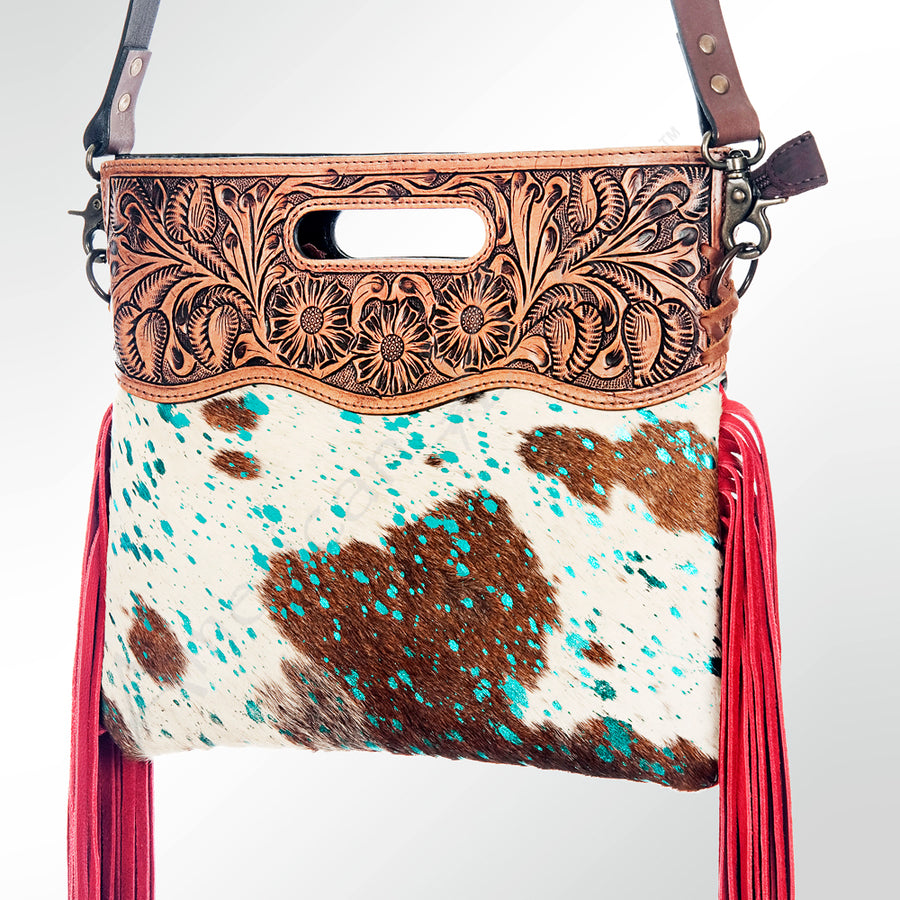 American Darling Clutch Hand Tooled Hair on Genuine Leather Western Women Bag Handbag Purse | Purses for Cute - Uhorse