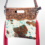 American Darling ADBGS146A Clutch Hand Tooled Hair On Genuine Leather Women Bag Western Handbag Purse