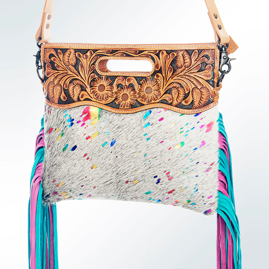 American Darling Clutch Hand Tooled Hair on Genuine Leather Western Women Bag Handbag Purse | Purses for Cute - Uhorse
