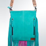American Darling Messenger Hand Tooled Hair On Genuine Leather Western Women Bag Handbag Purse | Cute