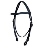 HILASON W. H. Biothane Leather Headstall Tk. Black & White Stich – by Hilason – Cowboy and equestrian accessories