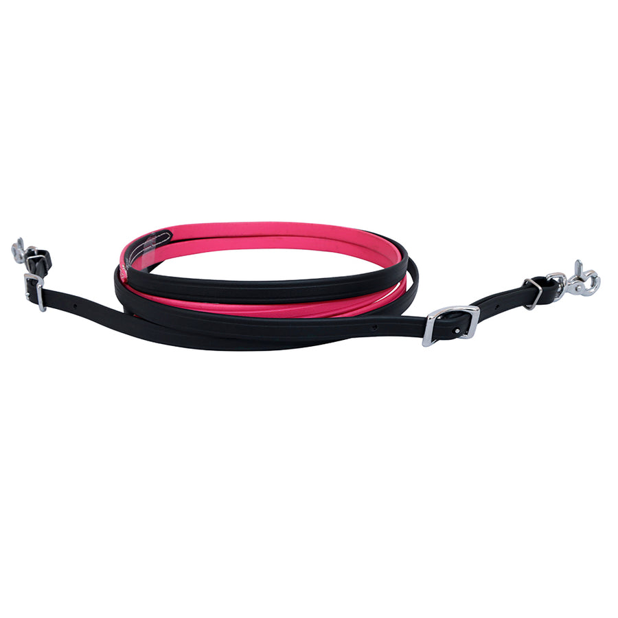 HILASON Western Horse Biothane Leather Rein Pink and Black | Horse-Rein - Uhorse